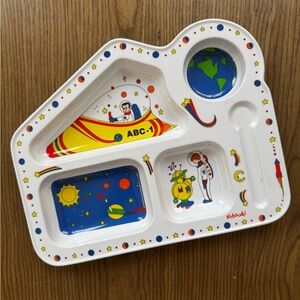 Vintage Kibouki kids melamine divided plate space astronaut theme